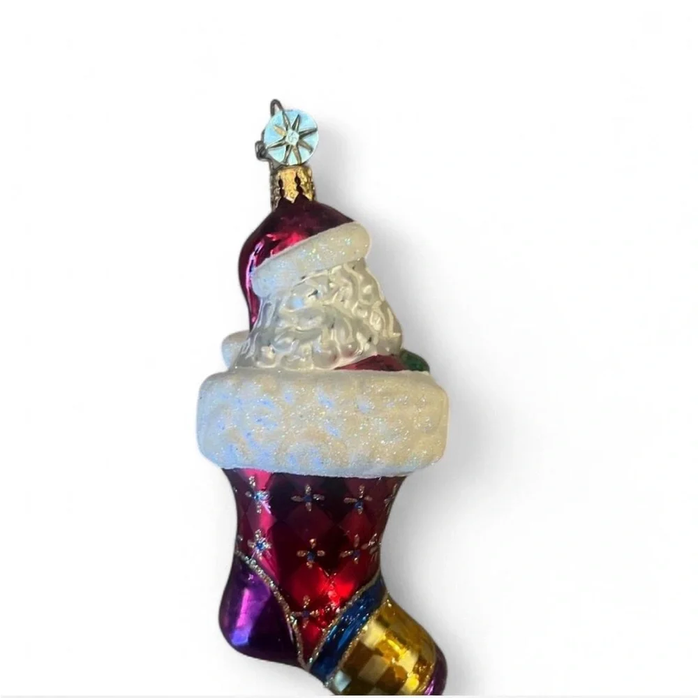 Christopher Radko Santa Stocking Clause Ornament - Red, Purple, and Gold